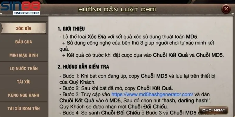 Các thuật ngữ cần lưu ý trong xóc đĩa Sin88